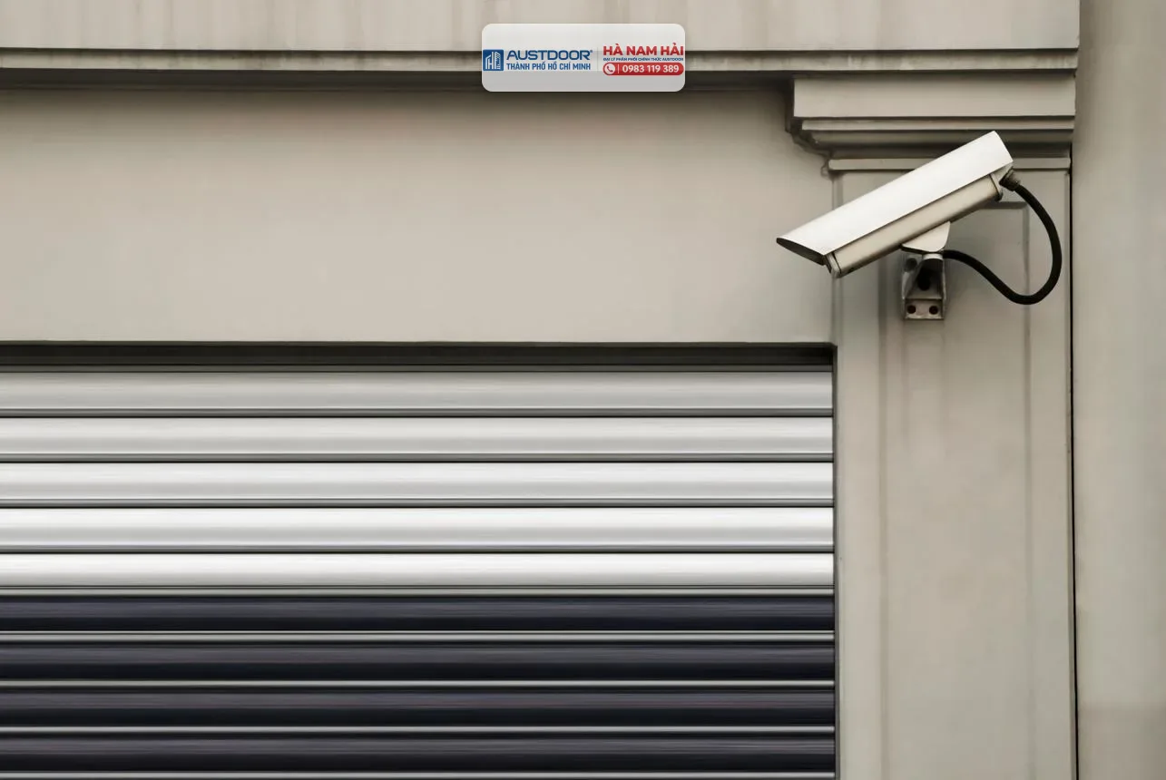 Shop shutters and security camera