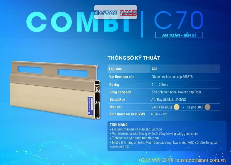 Cửa Cuốn Khe Thoáng Austdoor C70 | Dòng Combi - Chính Hãng